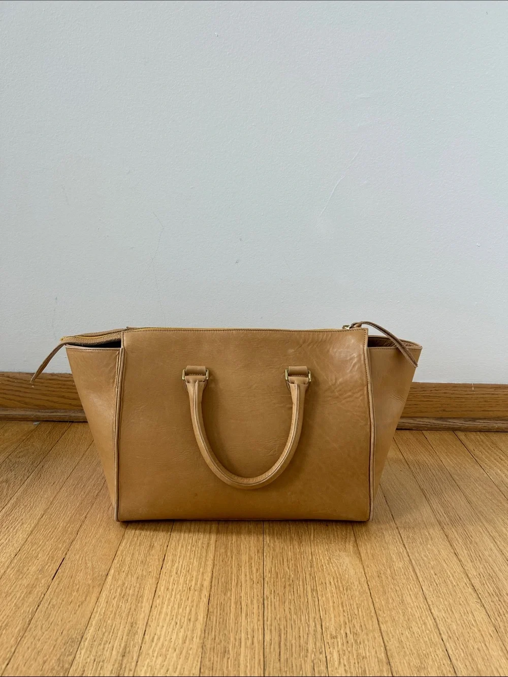 Clare V. Sandrine Satchel in Honey Tan
